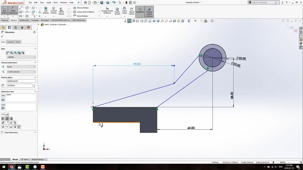 Modelo técnico do esboço em 3d