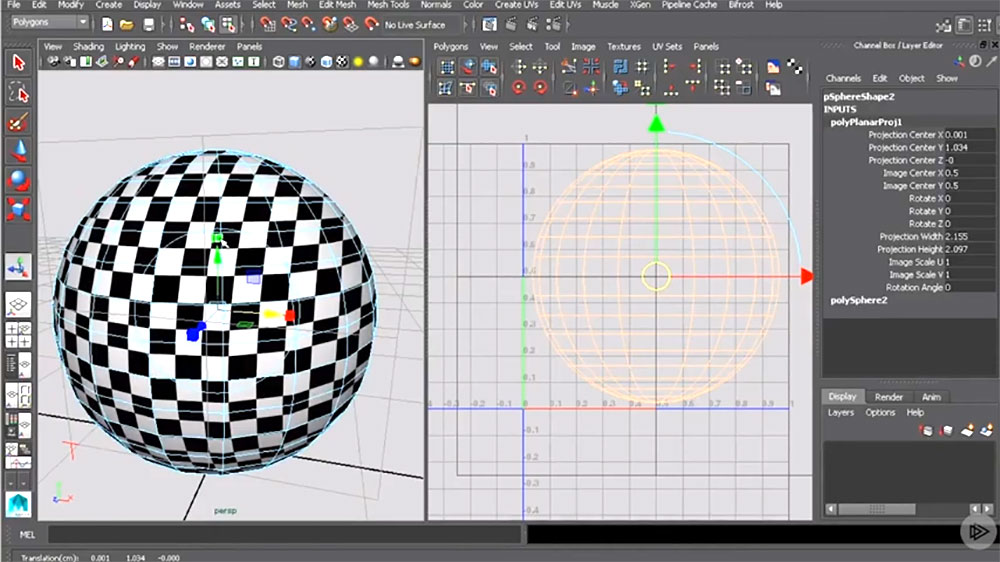 cylindrical uv map projection type