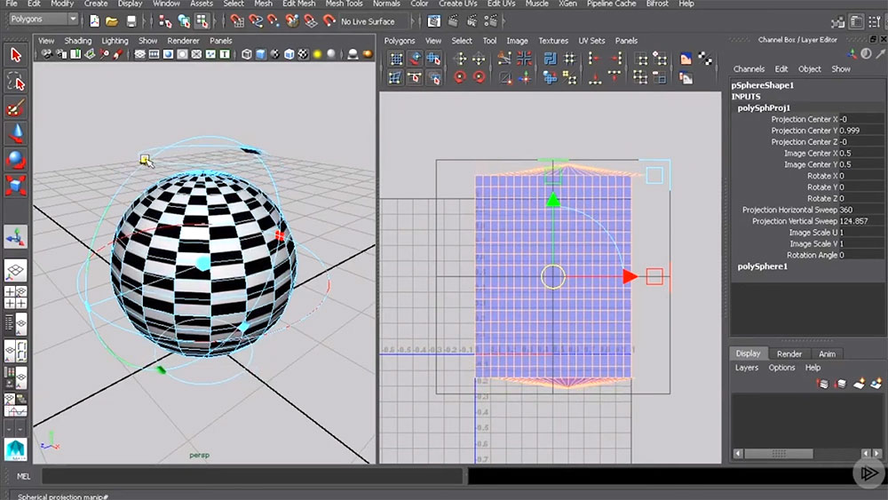 Spherical uv map projection type