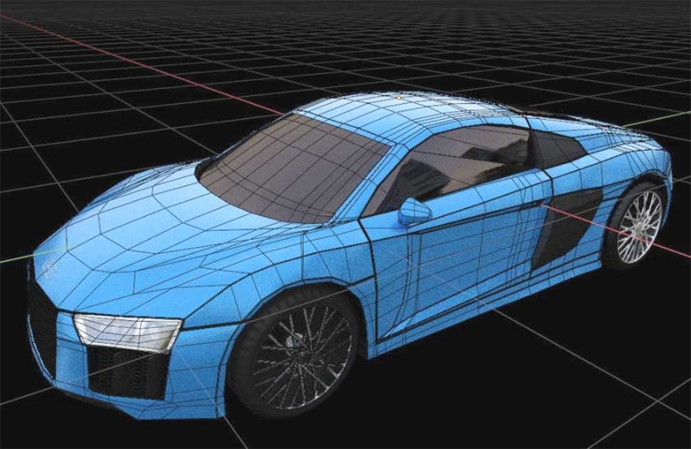 como editar um carro de malha poligonal