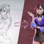 Skizze von 2d zu 3d Zeichen