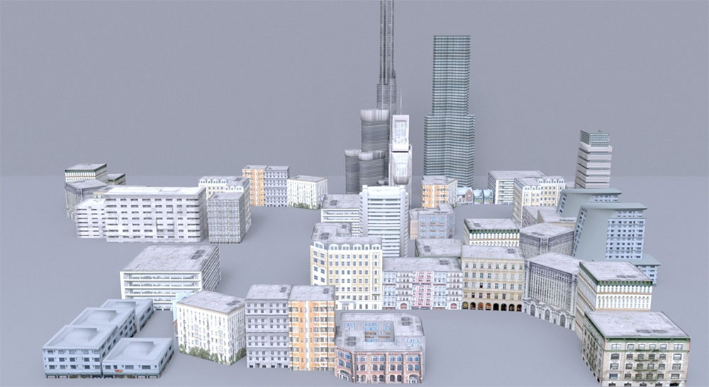 how to make a low poly 3d city model
