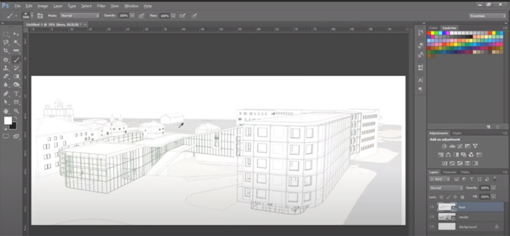 renderizar wireframe en revit modelo 3d