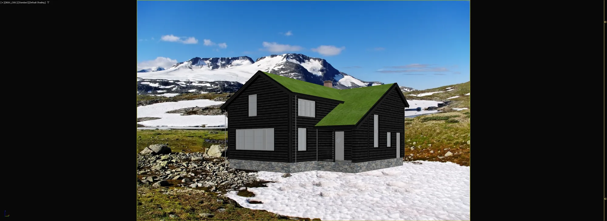Untextured exterior model built from architectural drawings