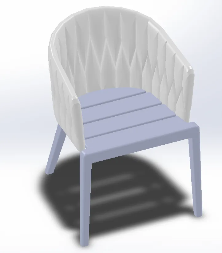 Wireframe and clay model of a dining chair