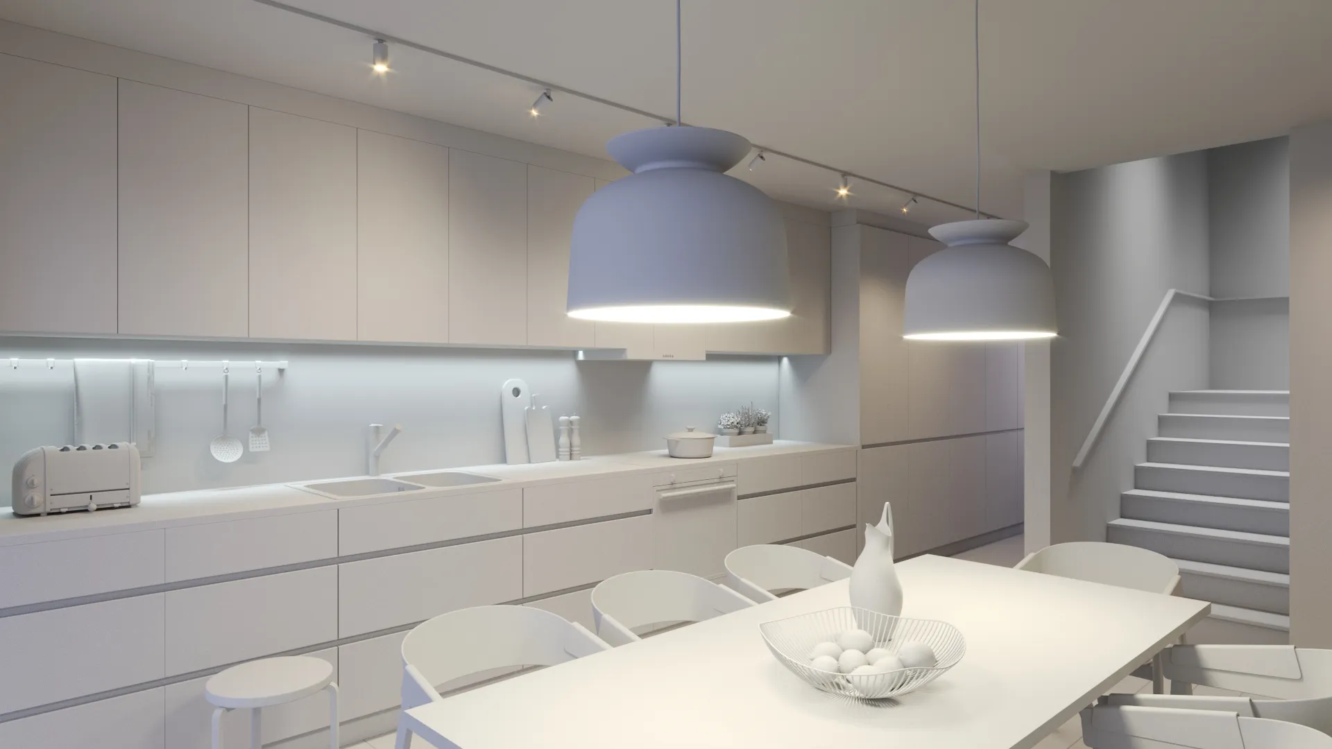 Clay kitchen model with a coherent, readable structure