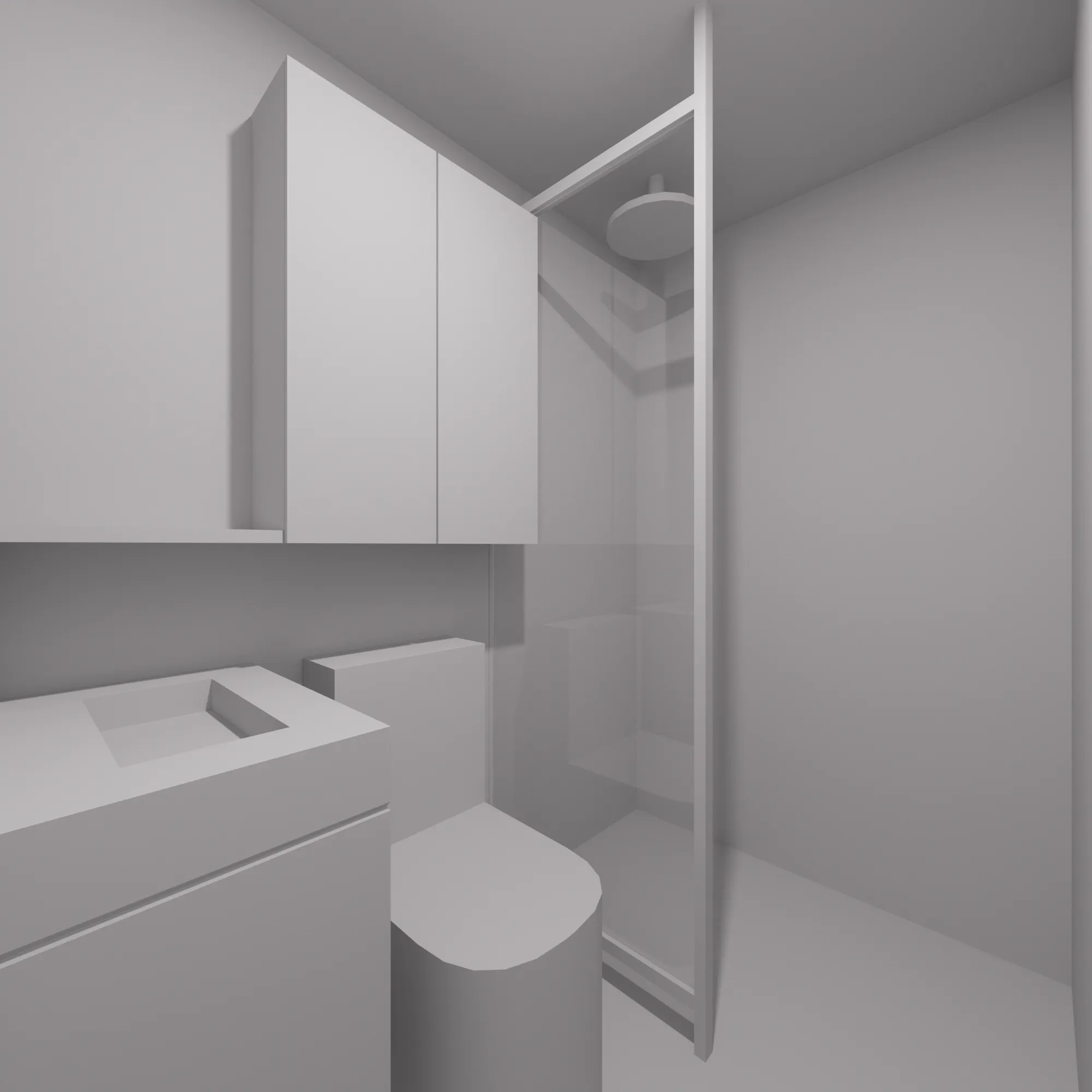 Clay bathroom model with clean, even geometry