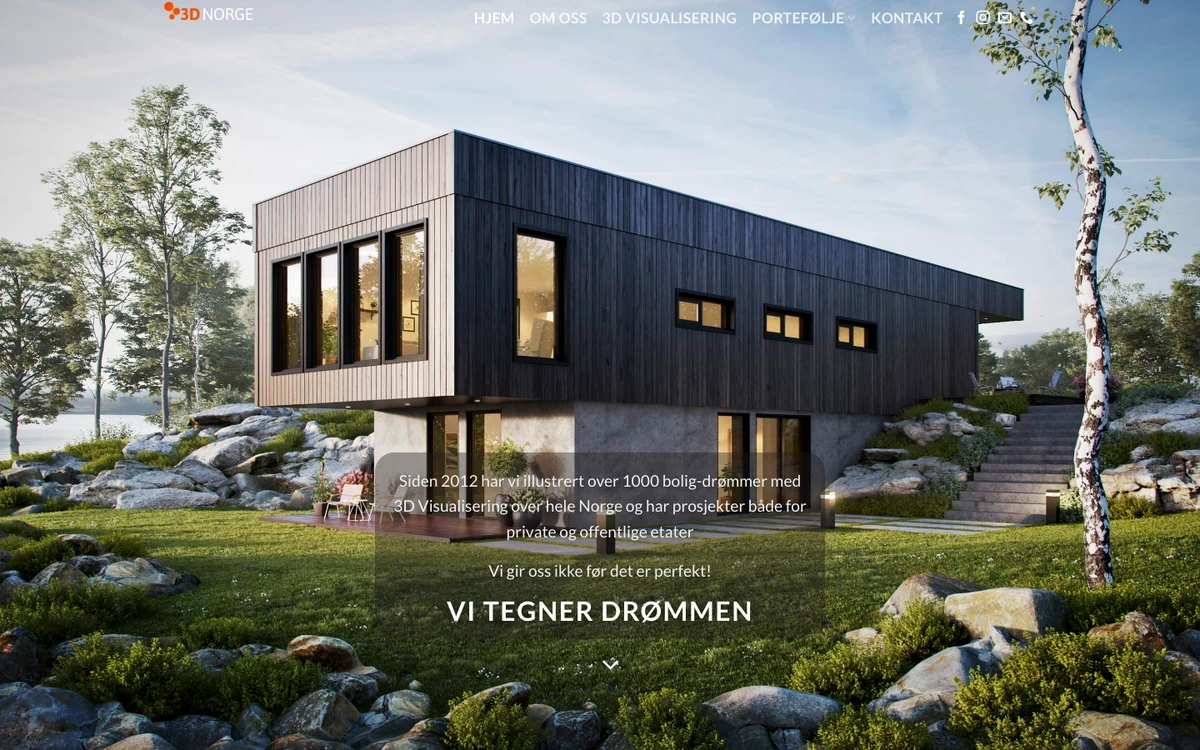 Screenshot of the 3D Norge website homepage