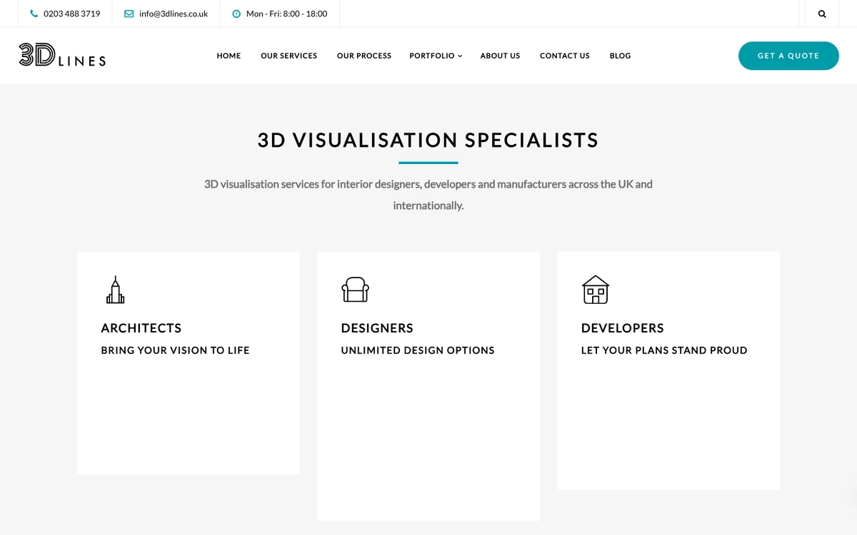 Screenshot of the 3D Lines website homepage