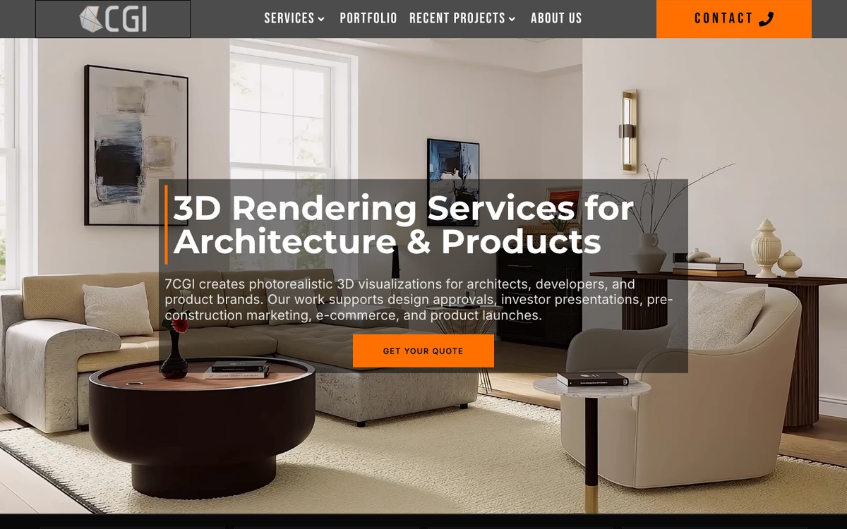 Screenshot of the 7CGI website homepage