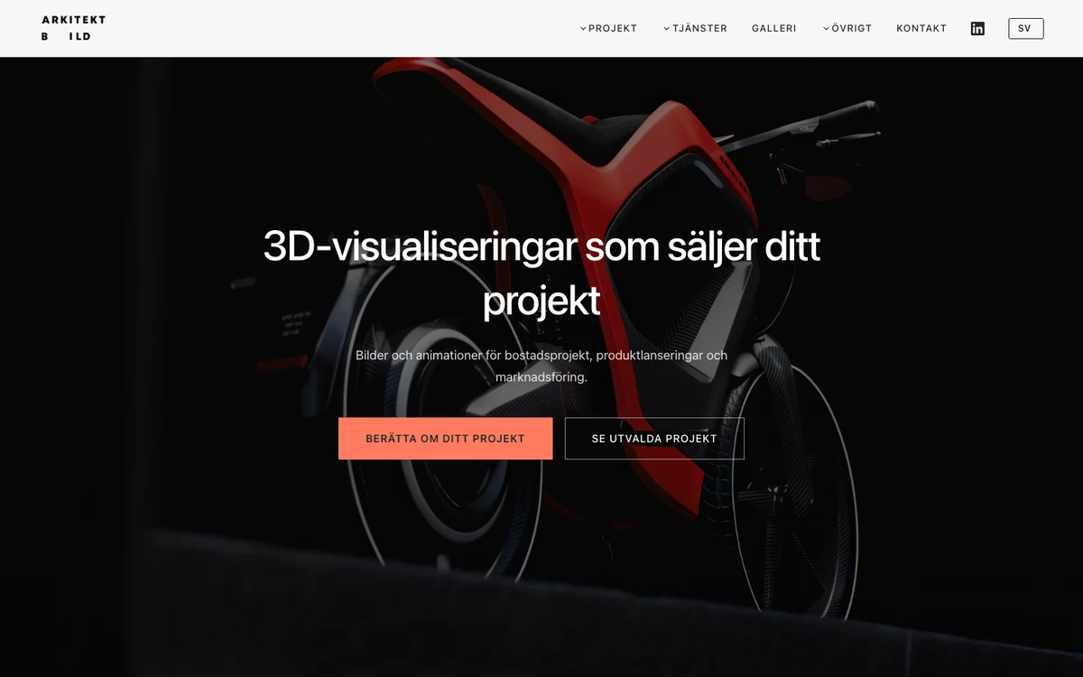 Screenshot of the Arkitektbild website homepage