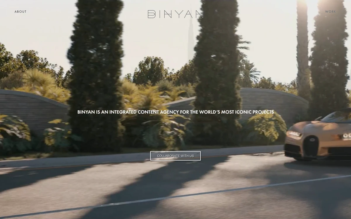 Screenshot of the Binyan Studios website homepage