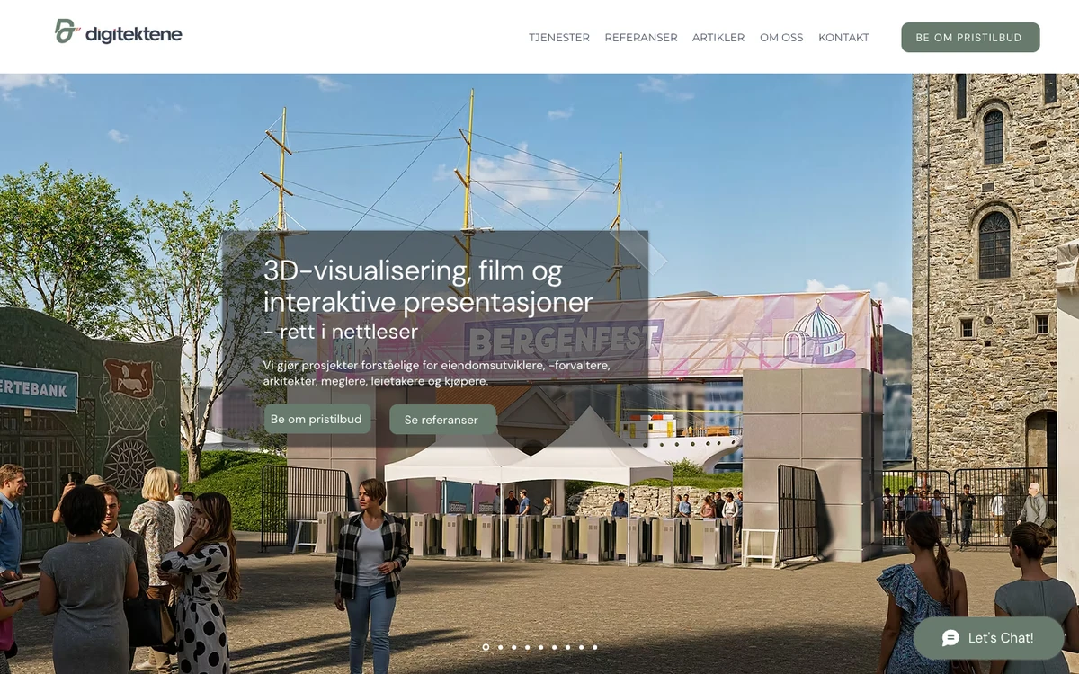 Screenshot of the Digitektene website homepage