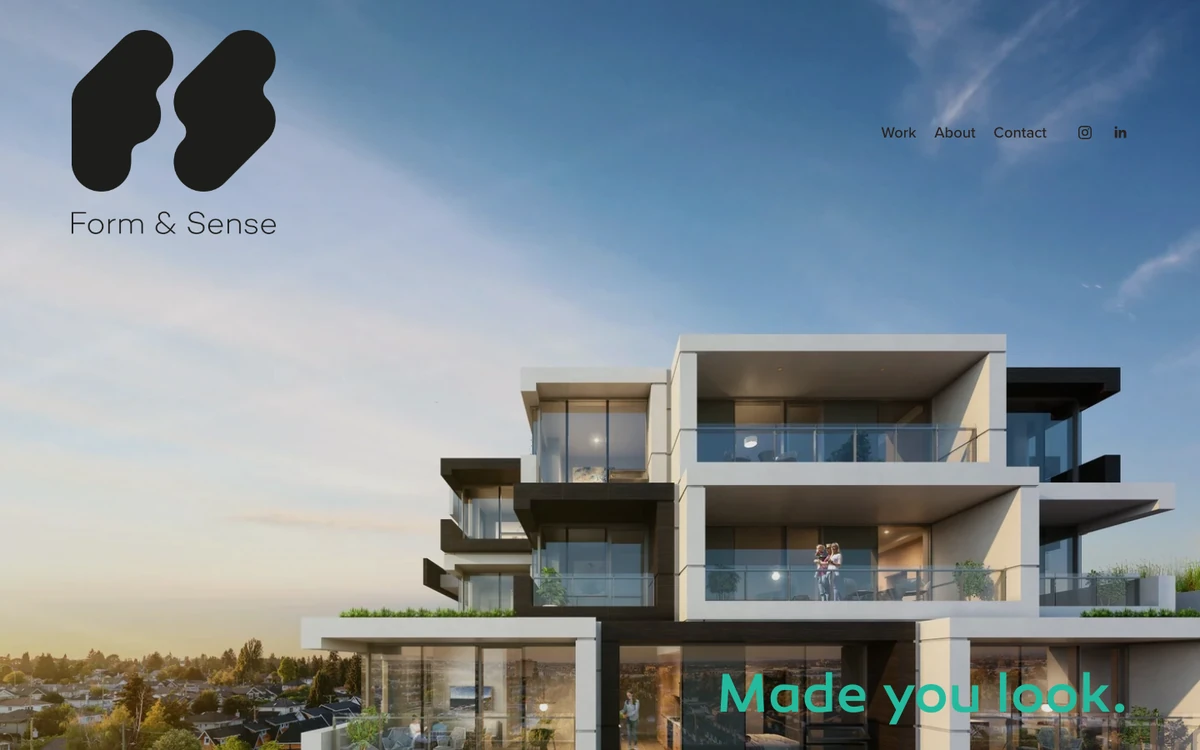 Screenshot of the Form & Sense website homepage