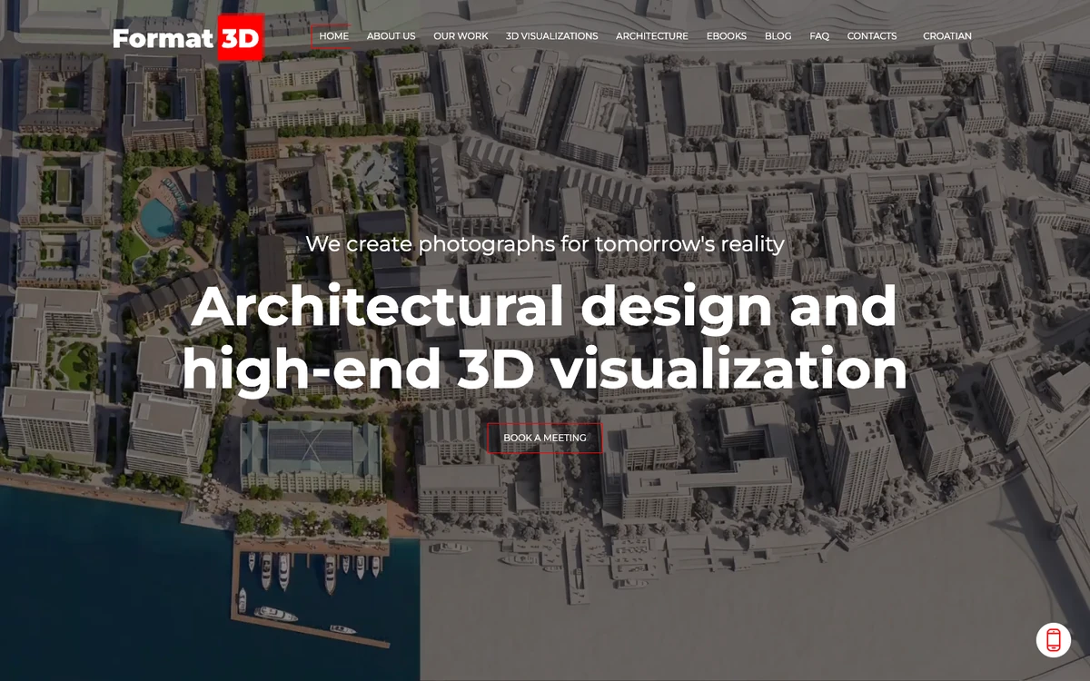 Screenshot of the Format 3D website homepage