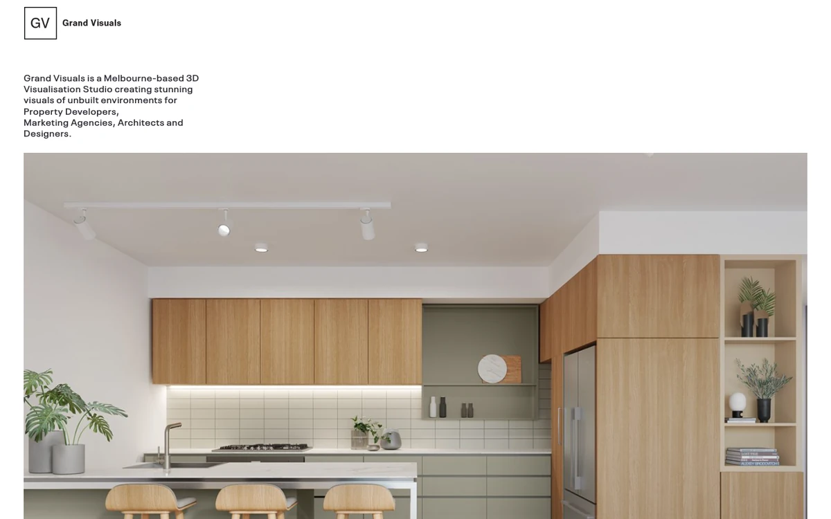 Screenshot of the Grand Visuals website homepage