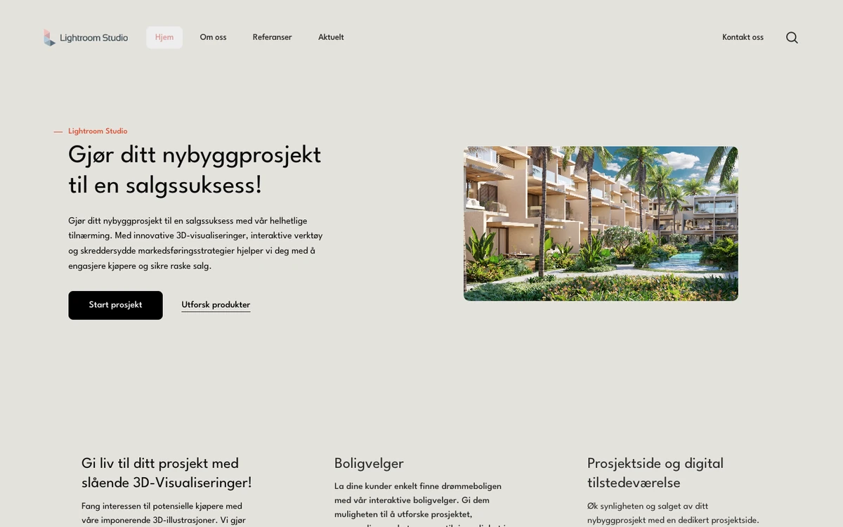 Screenshot of the Lightroom Studio website homepage