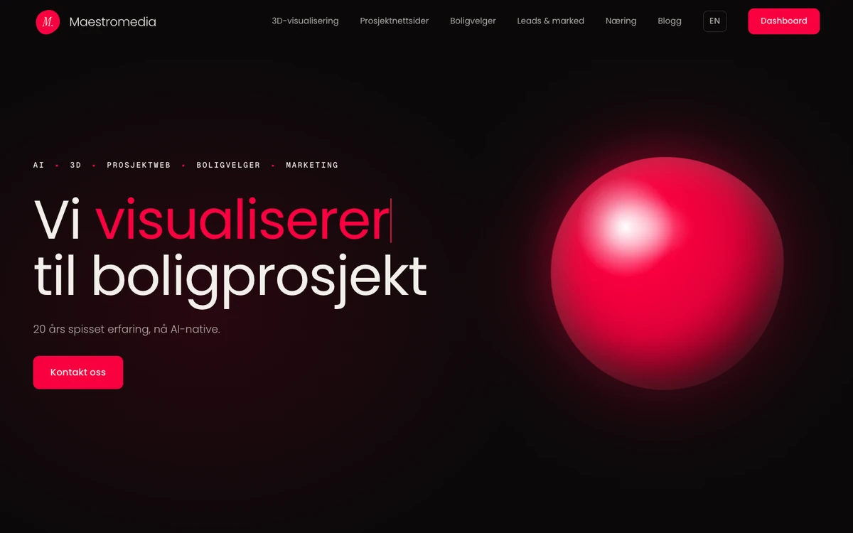 Screenshot of the Maestromedia website homepage