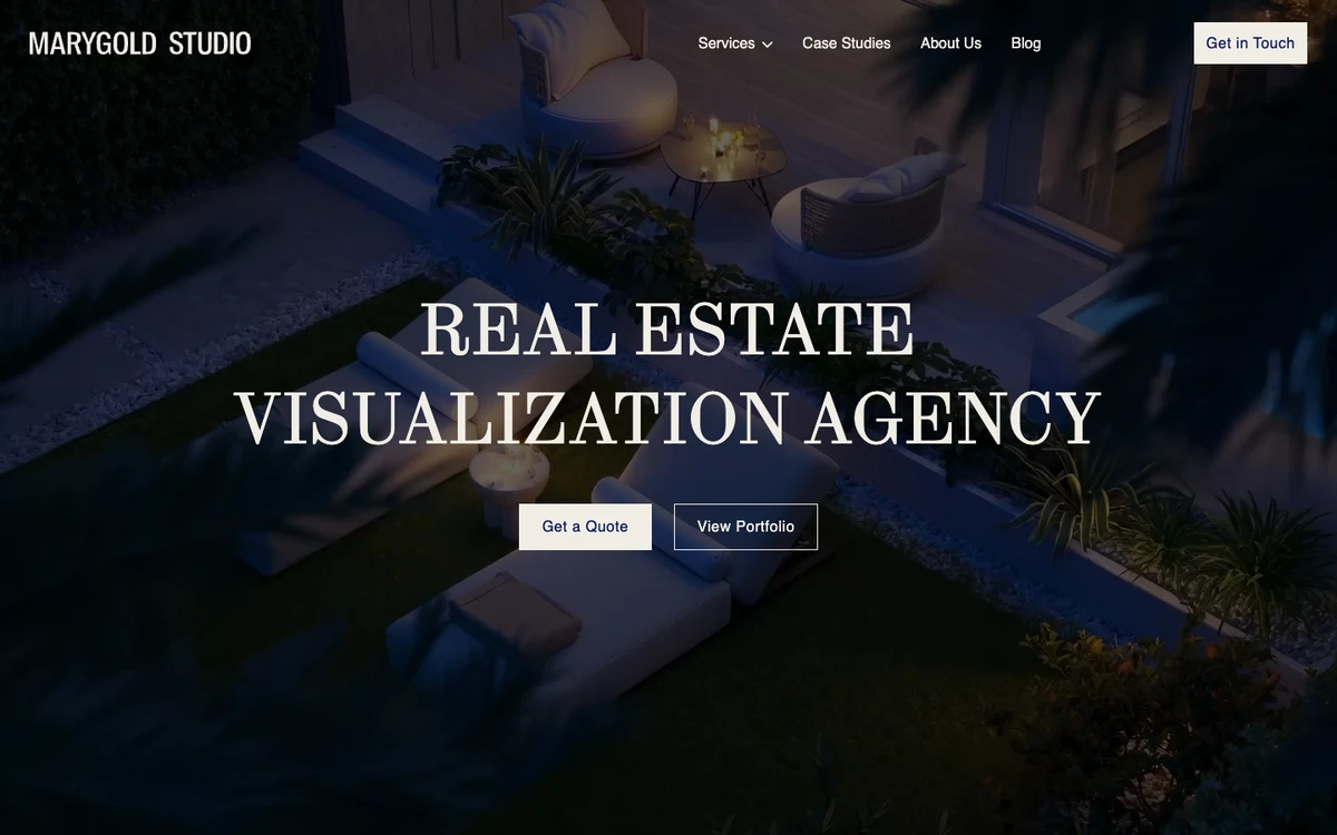 Screenshot of the Marygold Studio website homepage