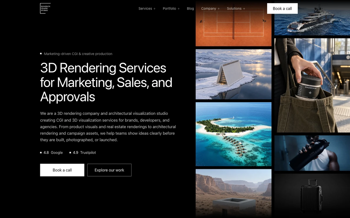 Screenshot of the Maverick Frame Studio website homepage