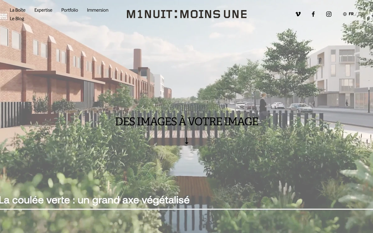 Screenshot of the Minuit Moins Une website homepage