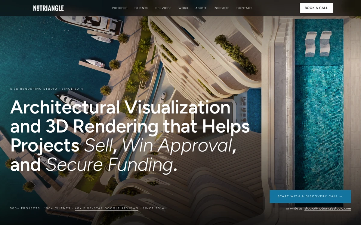 Screenshot of the NoTriangle Studio website homepage