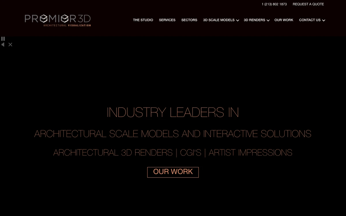 Screenshot of the PREMIER3D website homepage
