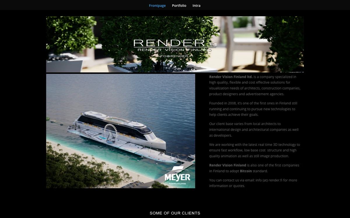 Screenshot of the Render Vision Finland website homepage