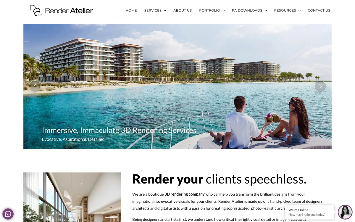 Screenshot of the Render Atelier website homepage