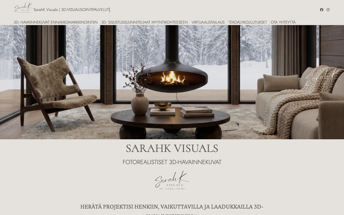 Screenshot of the SarahK Visuals website homepage