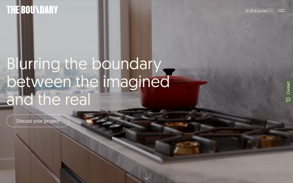 Screenshot of the The Boundary website homepage