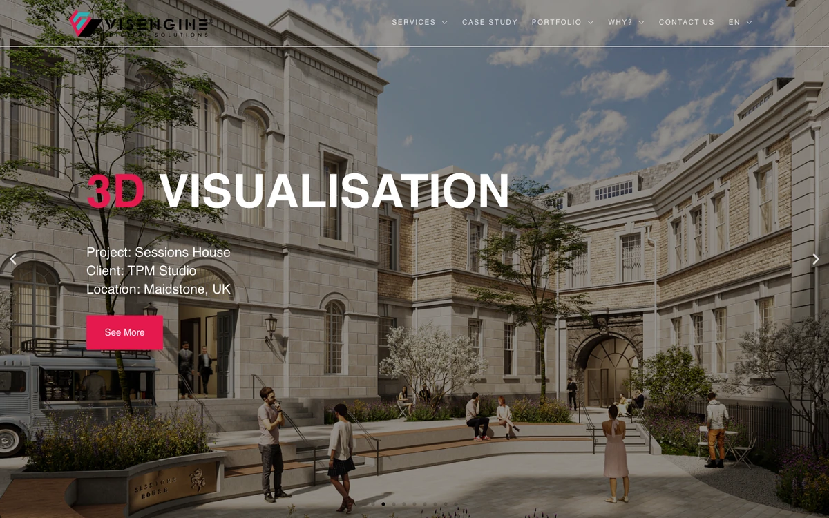 Screenshot of the VisEngine website homepage