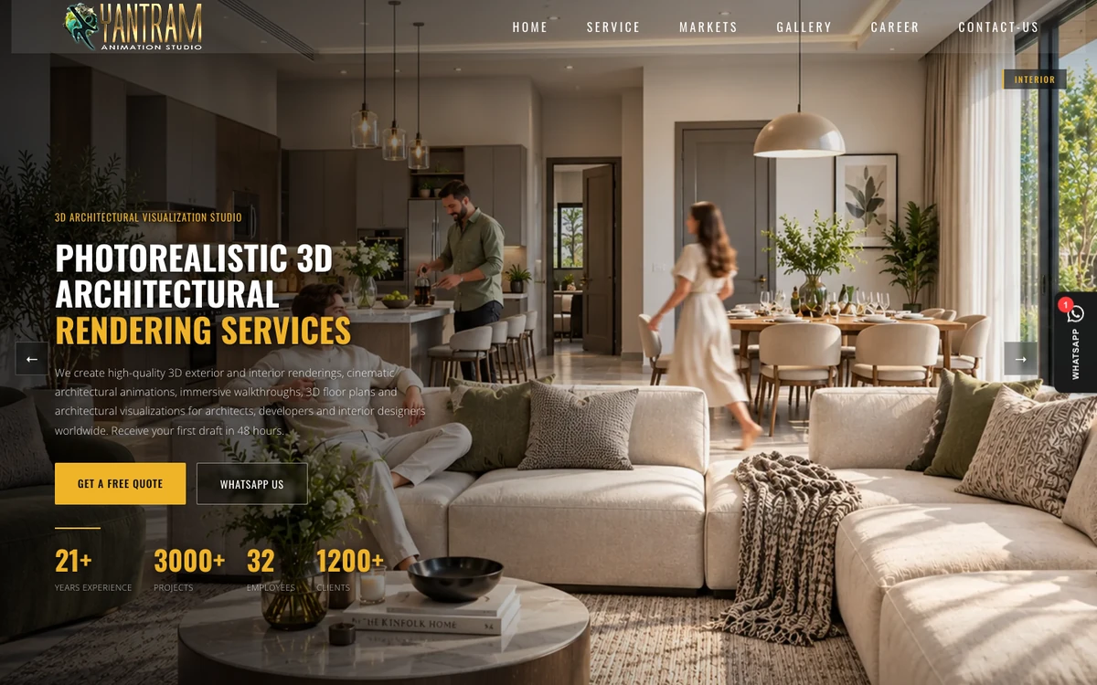 Screenshot of the Yantram Studio website homepage