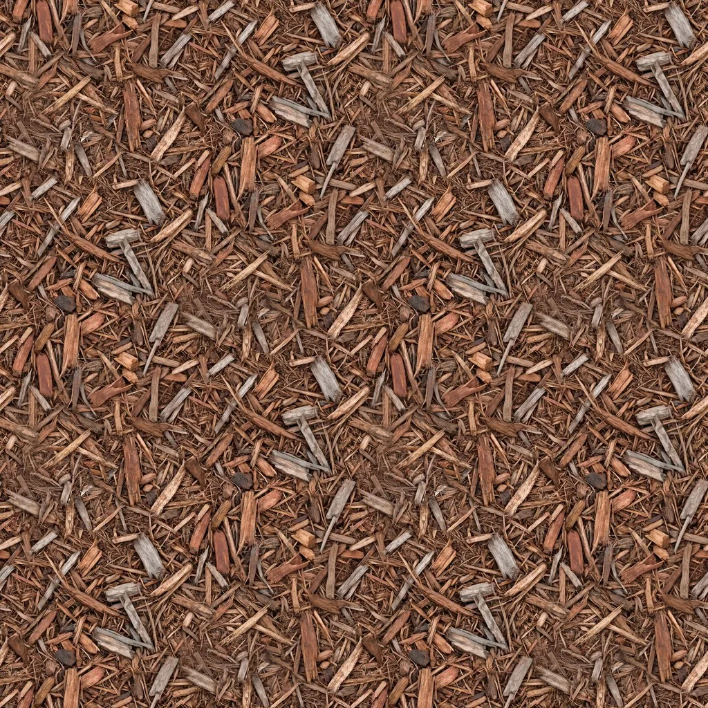 Bark mulch, seamless texture, AI-generated, shown repeated 2 x 2