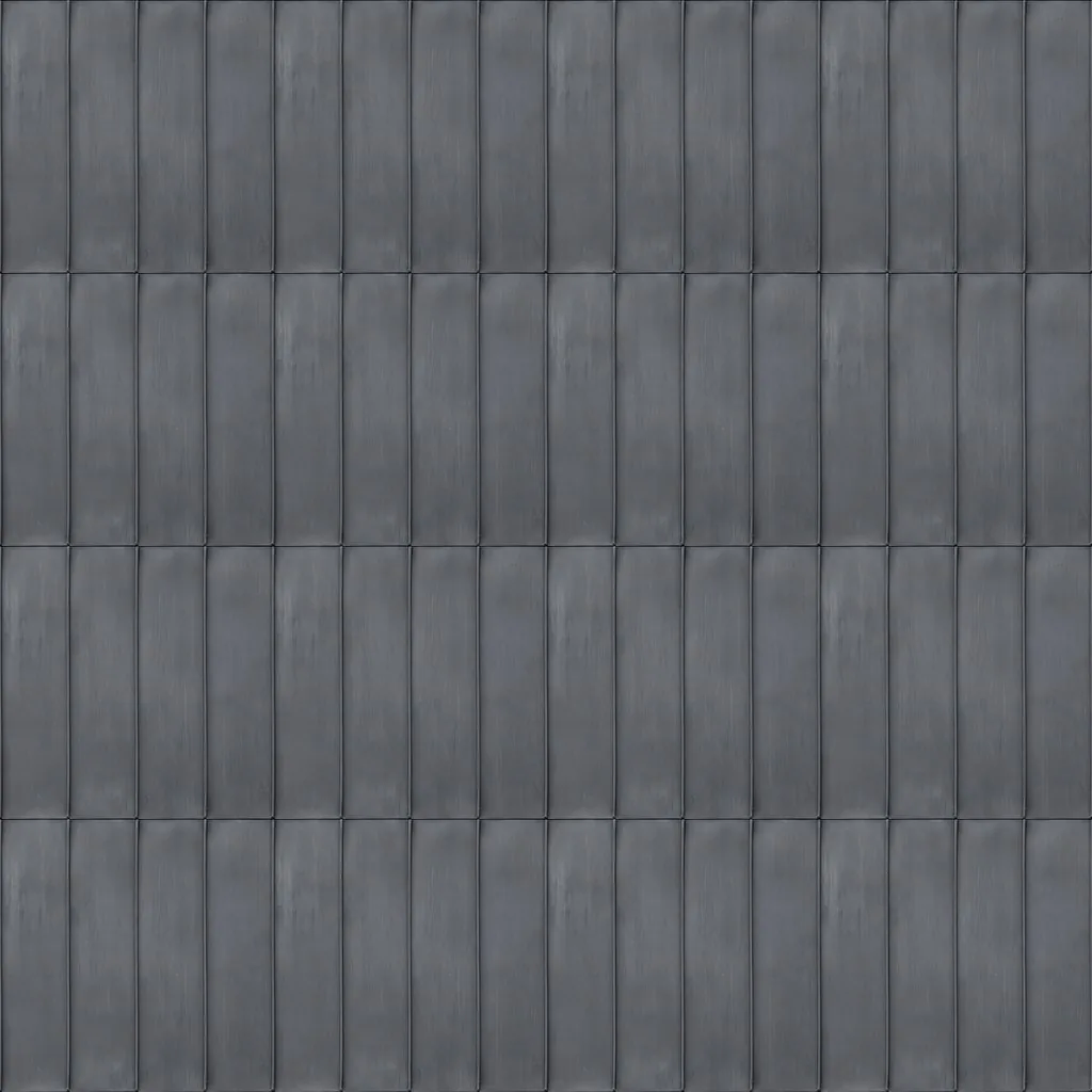 Dark zinc cladding panels, seamless texture, AI-generated, shown repeated 2 x 2