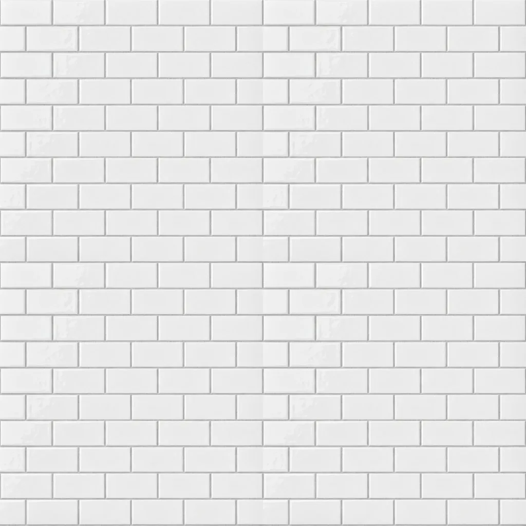 White subway tiles, seamless texture, AI-generated, shown repeated 2 x 2