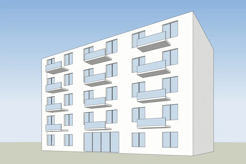 SketchUp screenshot of a apartment building