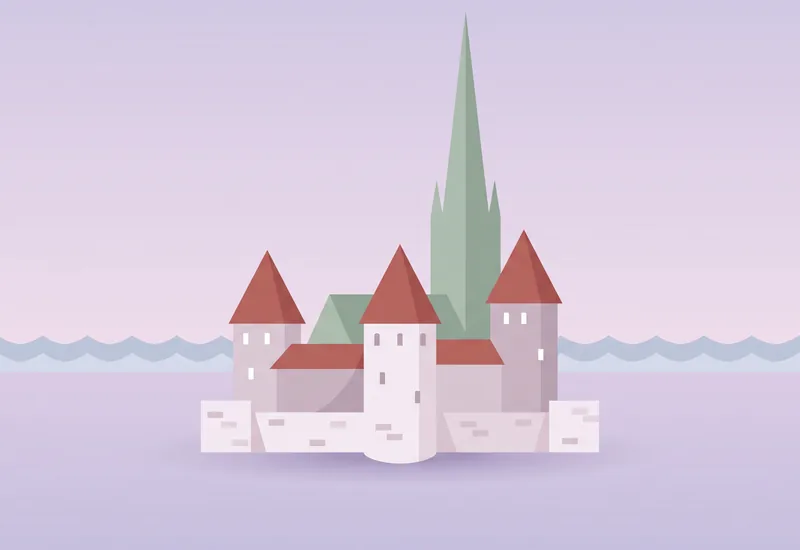 Illustrasjon av Tallinn: gamlebytårn og Olavskirken