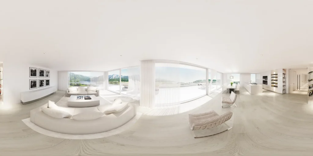 Renderizado inmobiliario, tour virtual 360 de ático, Austria