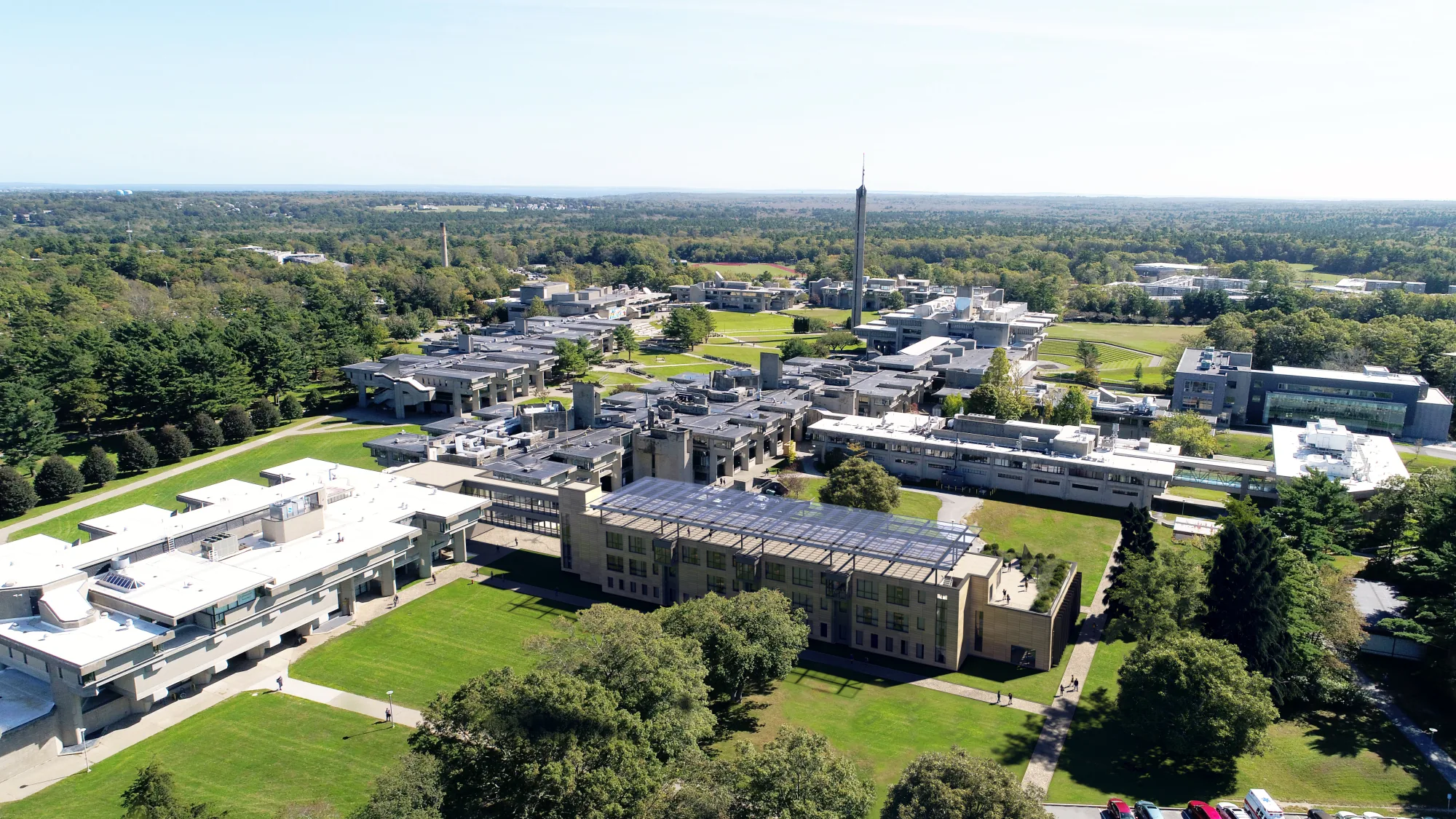 Aerial rendering of a university campus masterplan in its wider site, USA