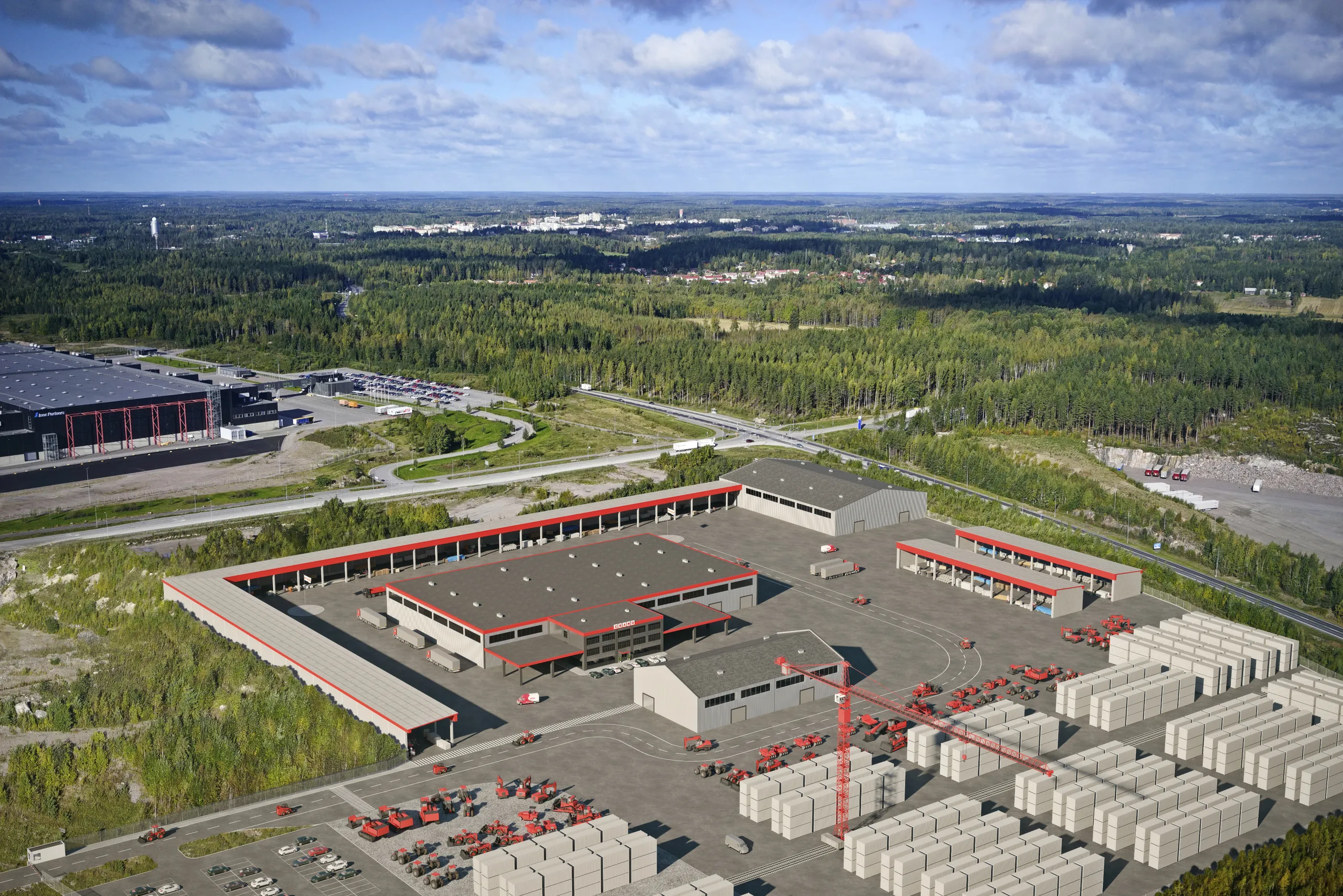Aerial animation frame of an industrial site, Finland