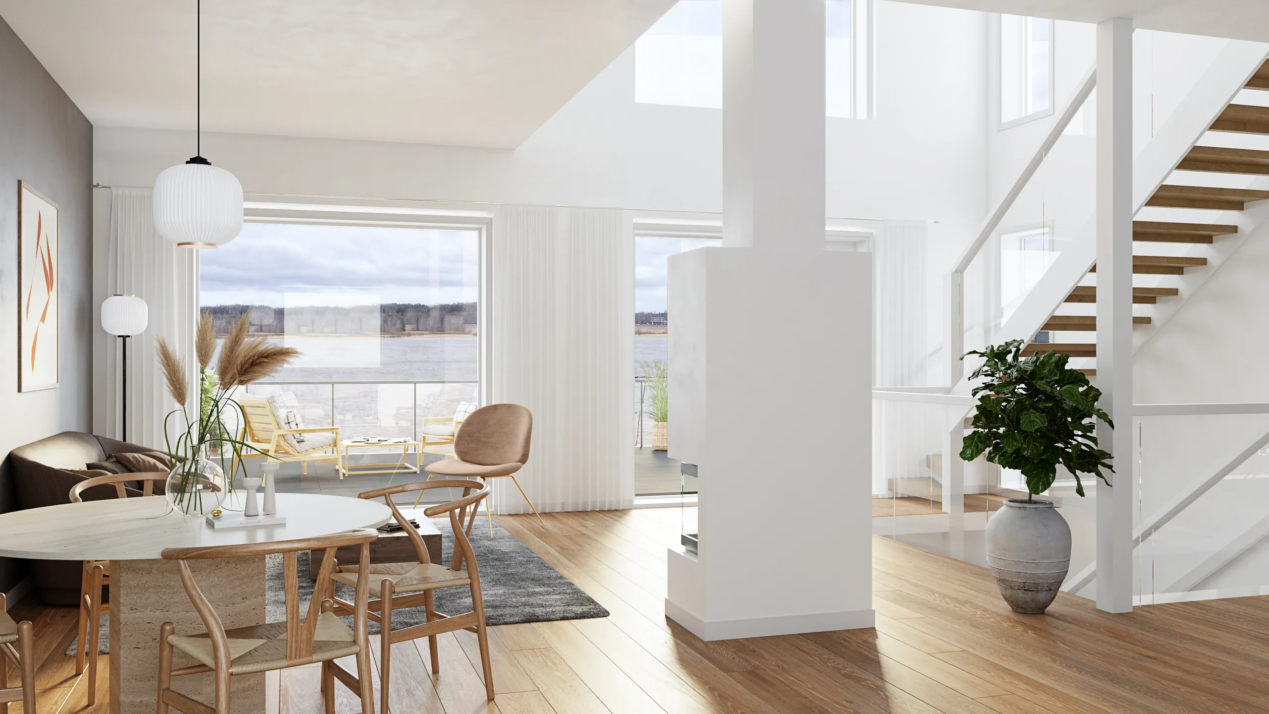 3D-sisärenderöinti näyttelyasunnon olohuoneesta, Suomi