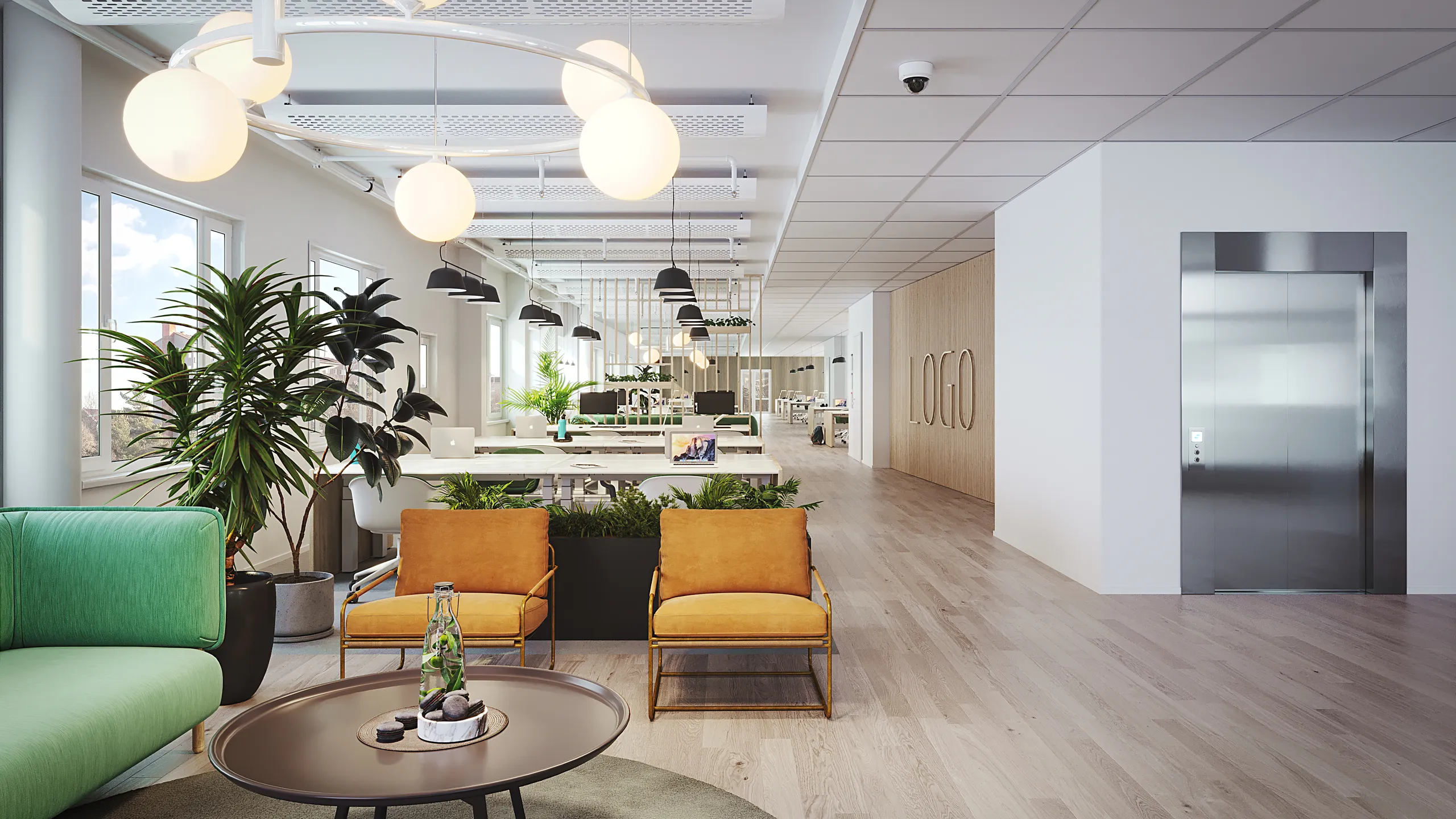 Interior render composed like a photograph