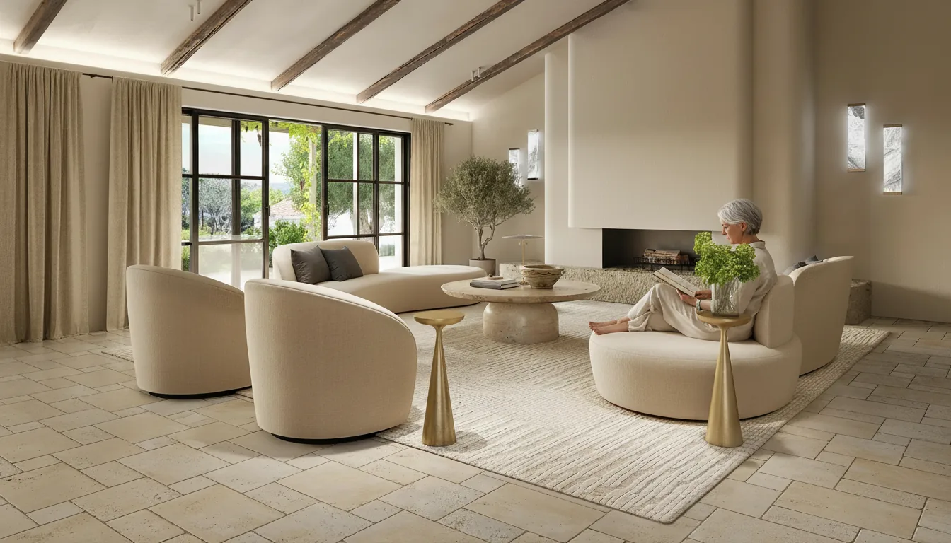 Photoreal 3D interior visualization of the Bellava residence living space, Finland