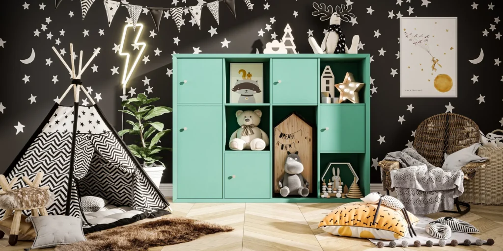 3d product rendering keeper shelves mint kids Estonia