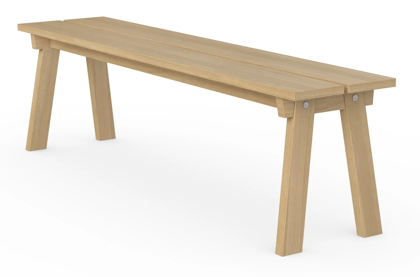 3D product rendering of a timber bench, Sweden