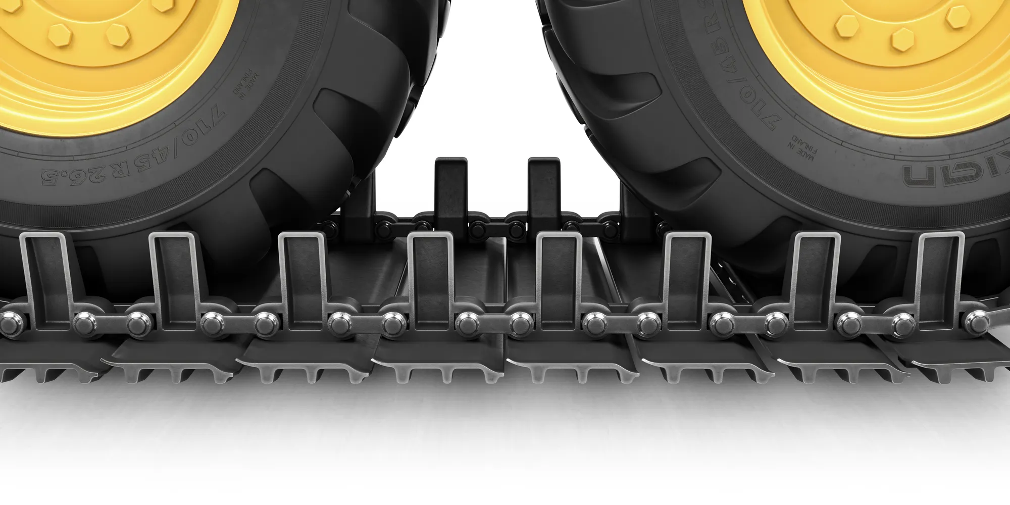 Tractor tyre snow chains modelled as an industrial component