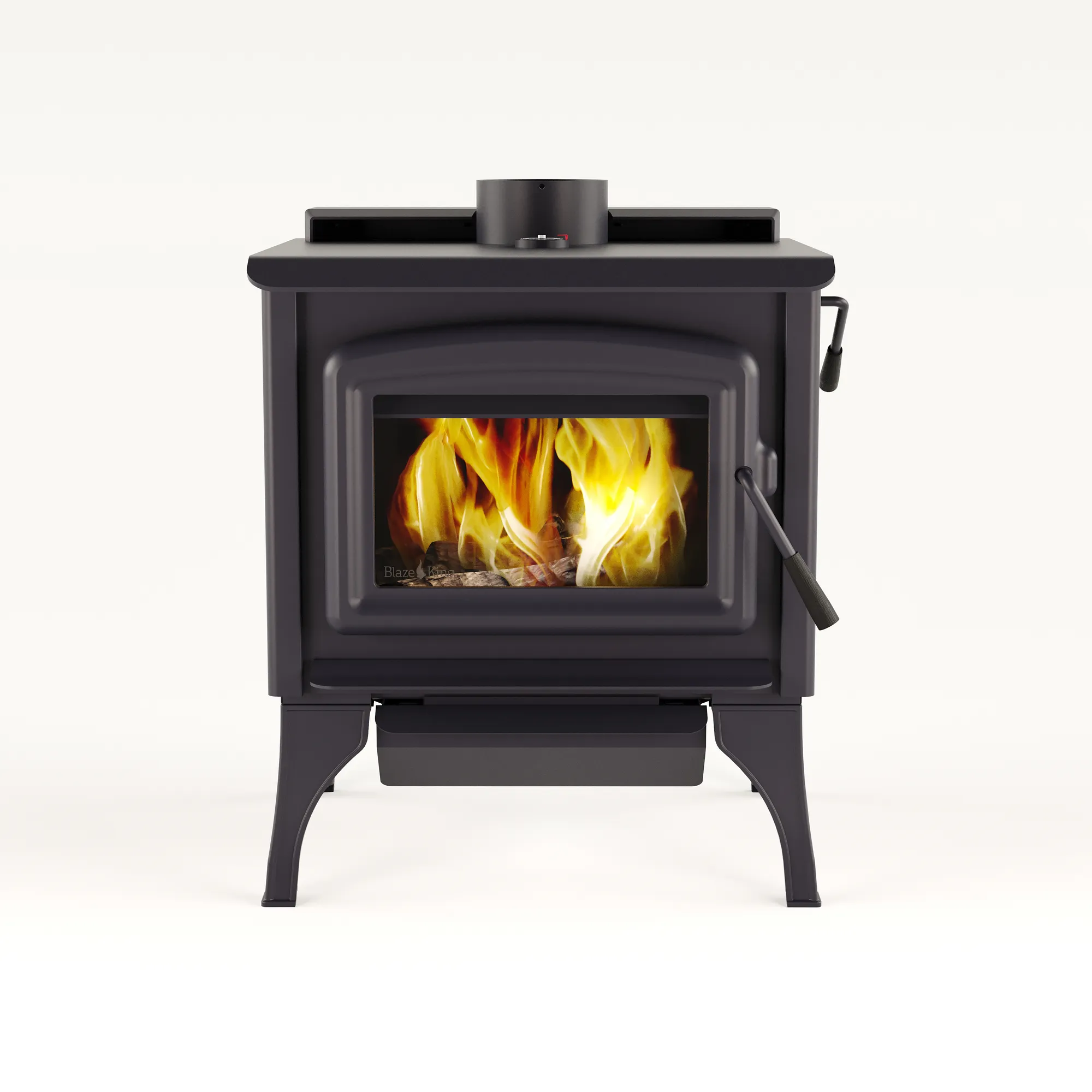 3D product rendering of a wood-burning stove on legs, Estonia