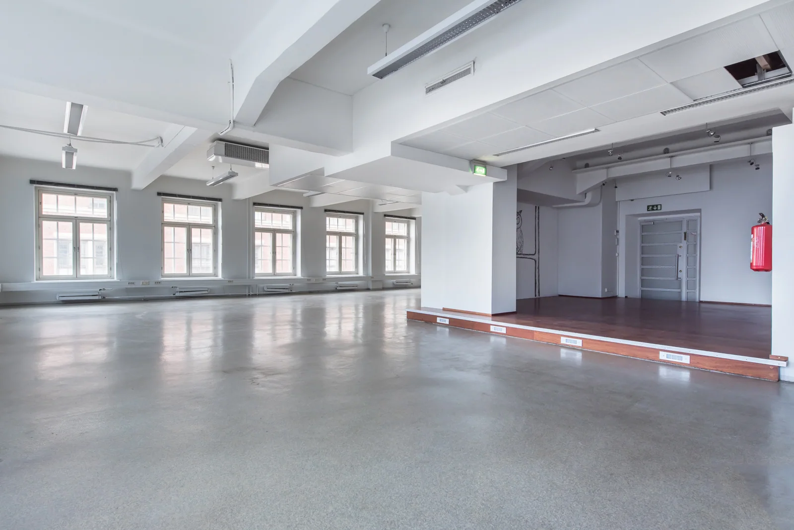 An office break room in Finland, photographed as it stood before staging